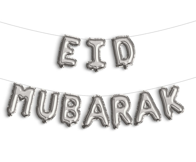 Ballon en aluminium Eid Mubarak argenté