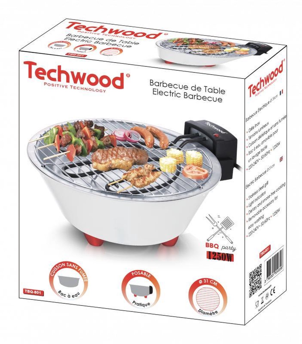 Techwood - 801 - Electric barbecue - Ø31 cm - Table barbecue - compact and lightweight
