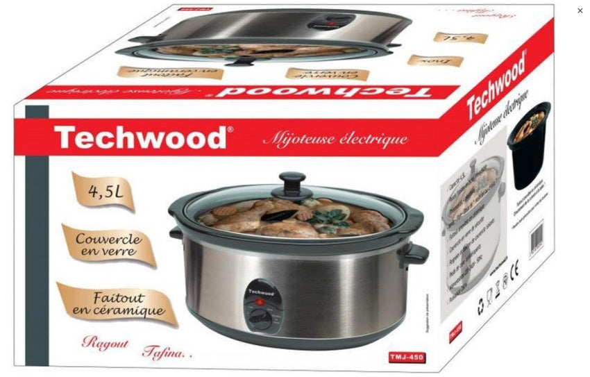 Techwood - Elektrischer Slow Cooker - Edelstahl - 4,5 L