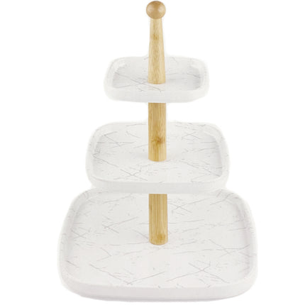 Présentoir à gâteaux 3 étages en mélamine aspect marbre