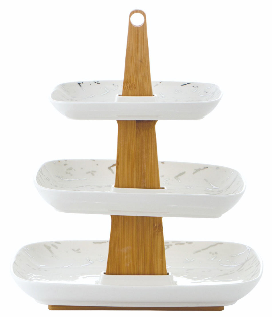 Etagere Porselein marmerlook 3 delige