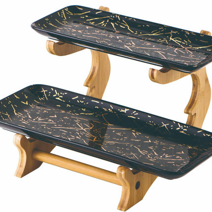 Étagère en porcelaine à 2 niveaux, motif marbre