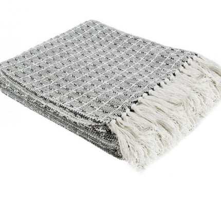 Plaid en coton frangé