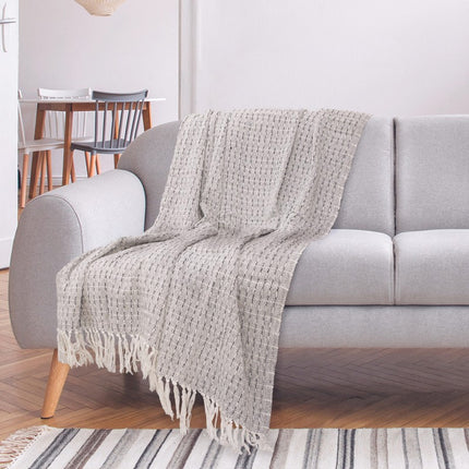 Plaid en coton frangé