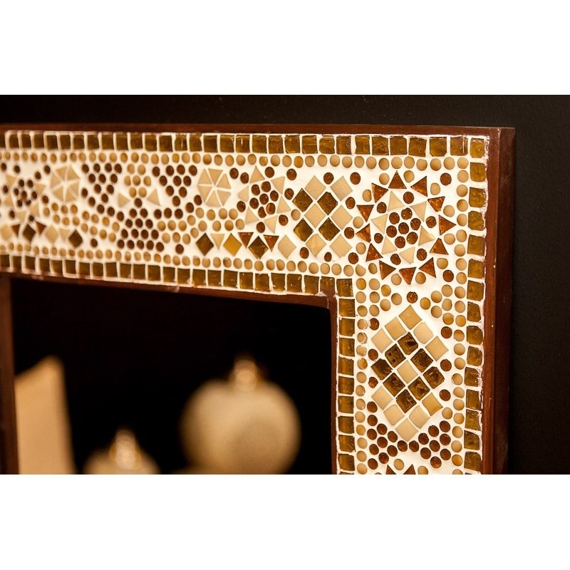 Orientalischer Spiegel braun-beige mit Mosaikrahmen