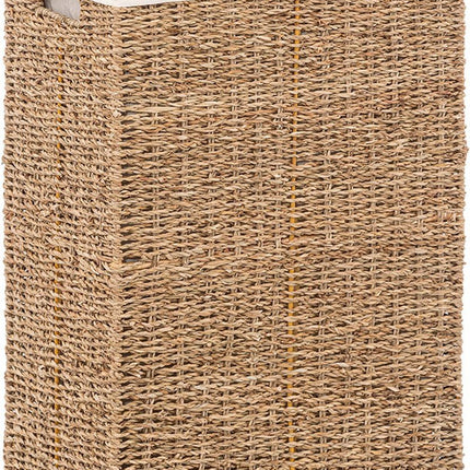 Panier à linge - osier - avec couvercle - rectangulaire - 37 x 22 x 55 cm - 40 litres