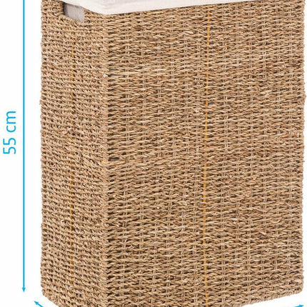 Panier à linge - osier - avec couvercle - rectangulaire - 37 x 22 x 55 cm - 40 litres