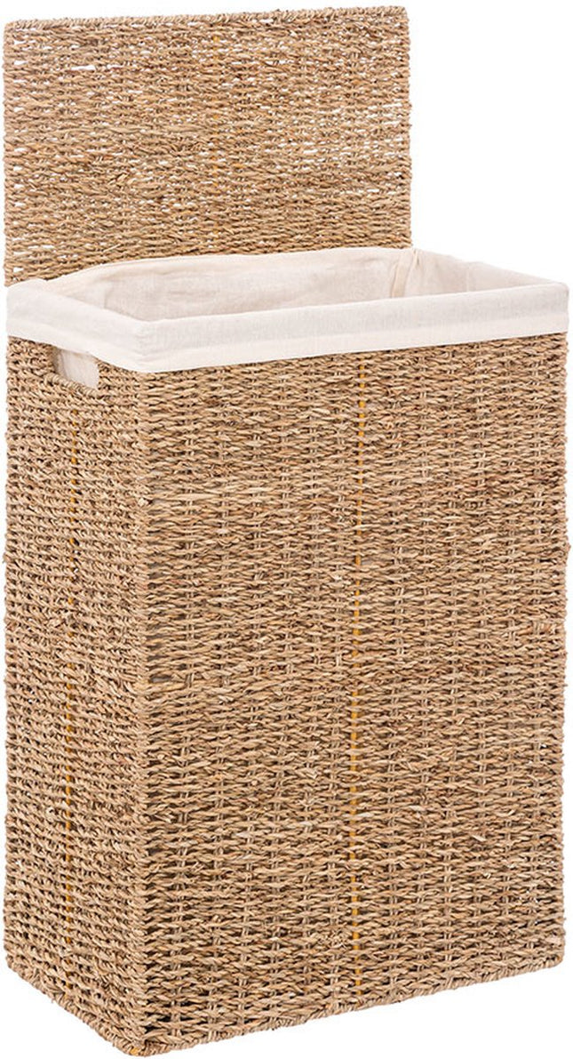 Panier à linge - osier - avec couvercle - rectangulaire - 37 x 22 x 55 cm - 40 litres