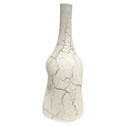 Bouteille-vase craquelé blanc 25 cm