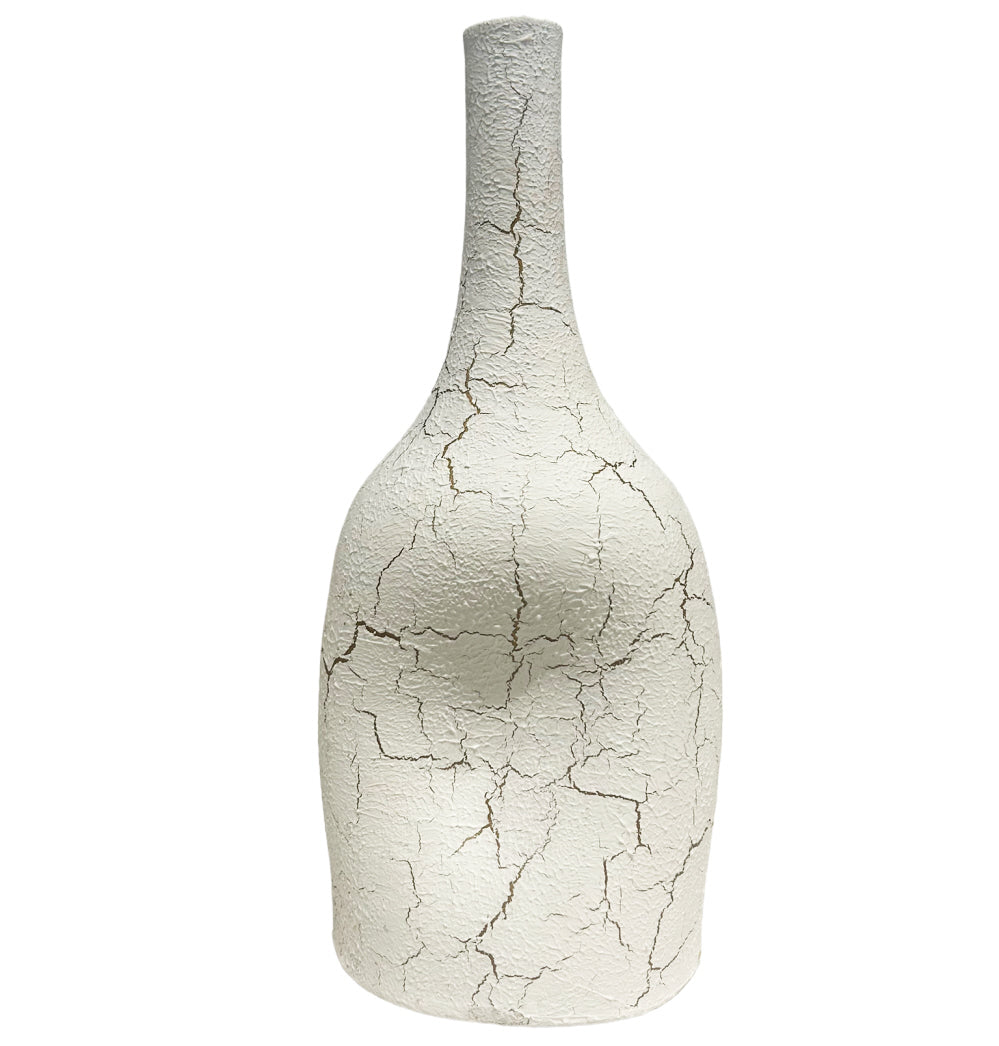 Bottle vase cracked white 25 cm