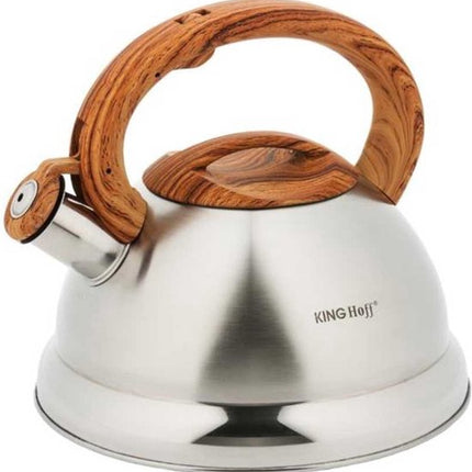 Bouilloire siffleuse - 3 litres - inox - marron - avec sifflet