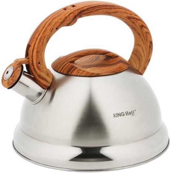 Bouilloire siffleuse - 3 litres - inox - marron - avec sifflet