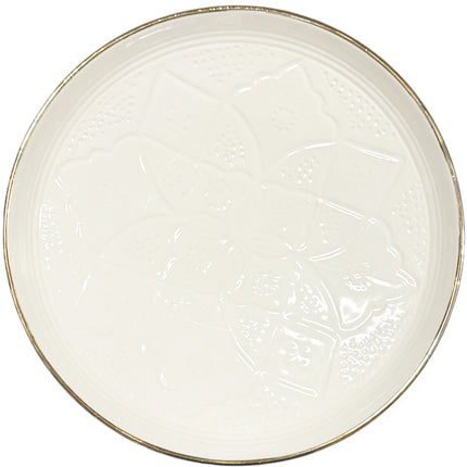 Coupe sur pied - Plateau à gâteau Ø27 cm - Blanc avec bord doré 12 carats