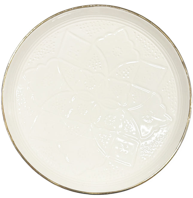 Coupe sur pied - Plateau à gâteau Ø27 cm - Blanc avec bord doré 12 carats