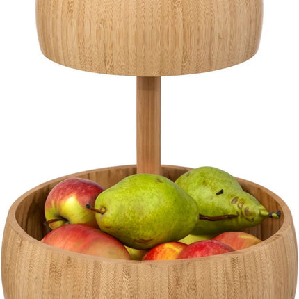 Corbeille à fruits en bambou - 2 niveaux - Coupe à fruits - Plat décoratif - 29 cm