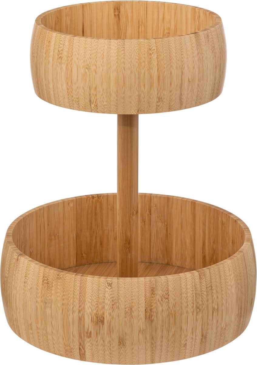 5Five fruitmand van bamboe met 2 etages – fruitschaal Ø 29 cm, 35,5 cm hoog – foto 2