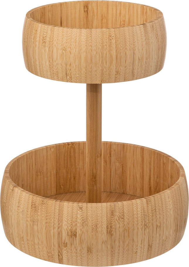 Corbeille à fruits en bambou - 2 niveaux - Coupe à fruits - Plat décoratif - 29 cm
