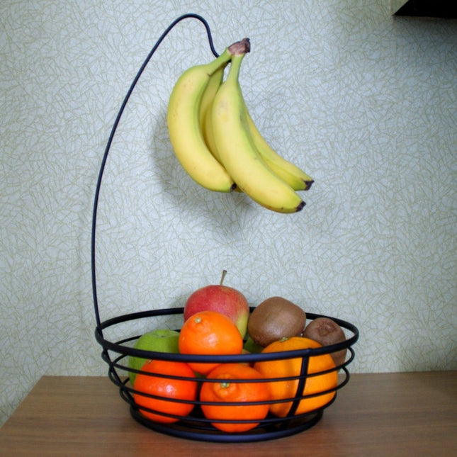 Corbeille à fruits tendance avec support à bananes - Ø 28 x 40 cm - Noir