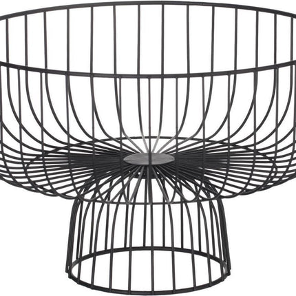 Corbeille à fruits ronde sur pied en métal noir 28 cm