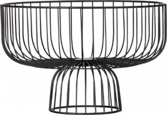 Corbeille à fruits ronde sur pied en métal noir 28 cm