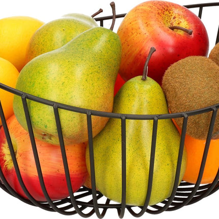 Corbeille à fruits - panier à fruits rond en métal noir 27 cm - Panier en fil métallique