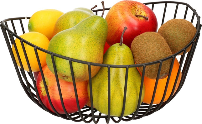 Corbeille à fruits - panier à fruits rond en métal noir 27 cm - Panier en fil métallique