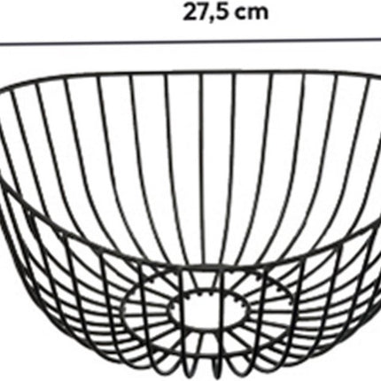 Corbeille à fruits - panier à fruits rond en métal noir 27 cm - Panier en fil métallique