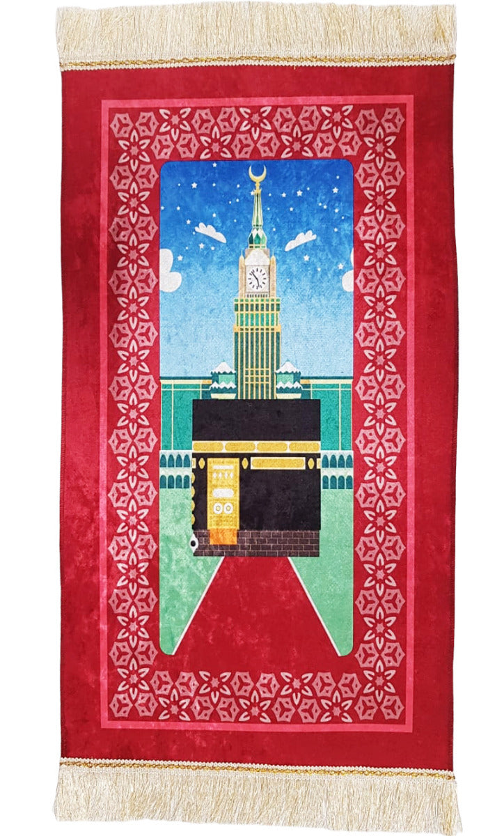 Gebedskleed Kaaba 90 x 50 cm – sajada met antislip, voor kind en volwassene – foto 4