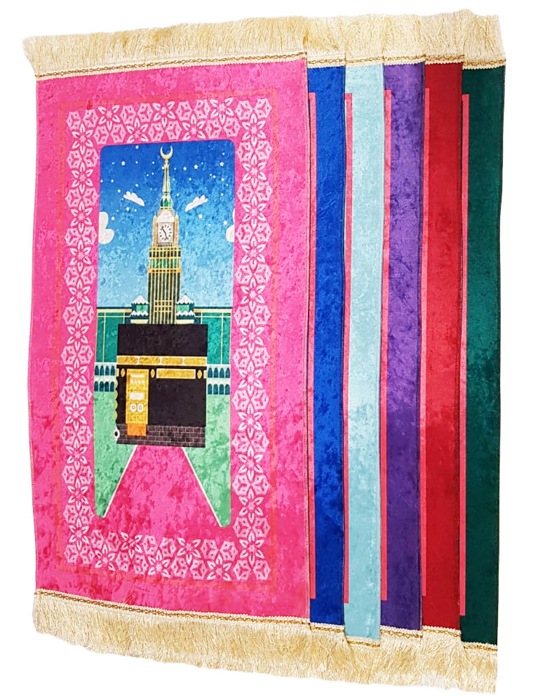 Gebedskleed Kaaba 90 x 50 cm – sajada met antislip, voor kind en volwassene