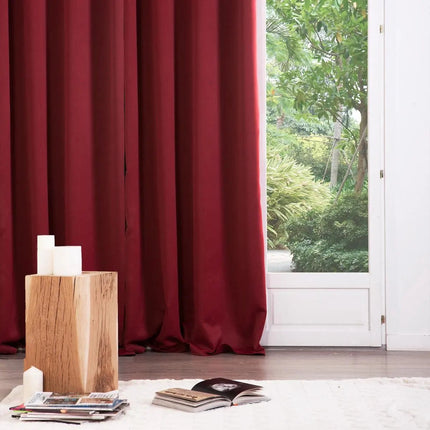 Rideaux occultants Atmosphera - lot de 2 - l.135 x L.240 cm - rouge - plissé - à œillets - prêts à poser