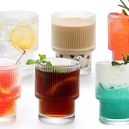 Verre à boire côtelé – verre à café – 185 ml – Lot de 6
