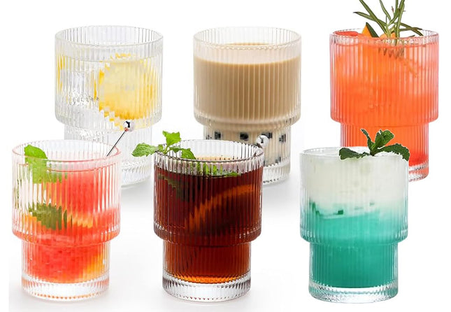 Verre à boire côtelé – verre à café – 185 ml – Lot de 6