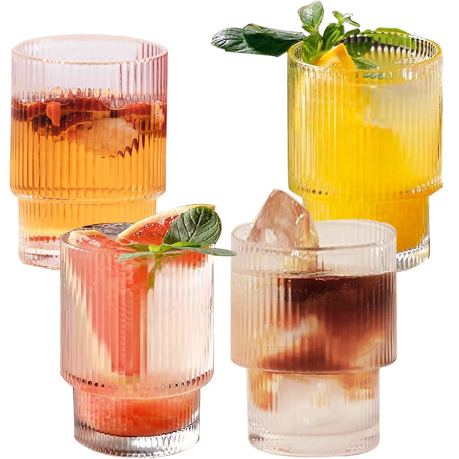 Verre à boire côtelé – verre à café – 185 ml – Lot de 6