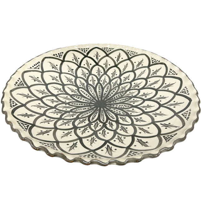 Plat marocain cannelé gris Ø35