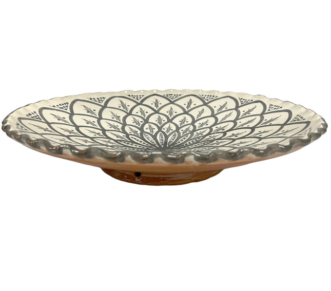 Plat marocain cannelé gris Ø35