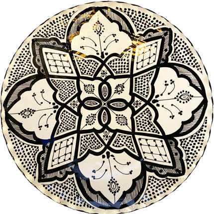 Plat en faïence bord cannelé Safi 35 cm
