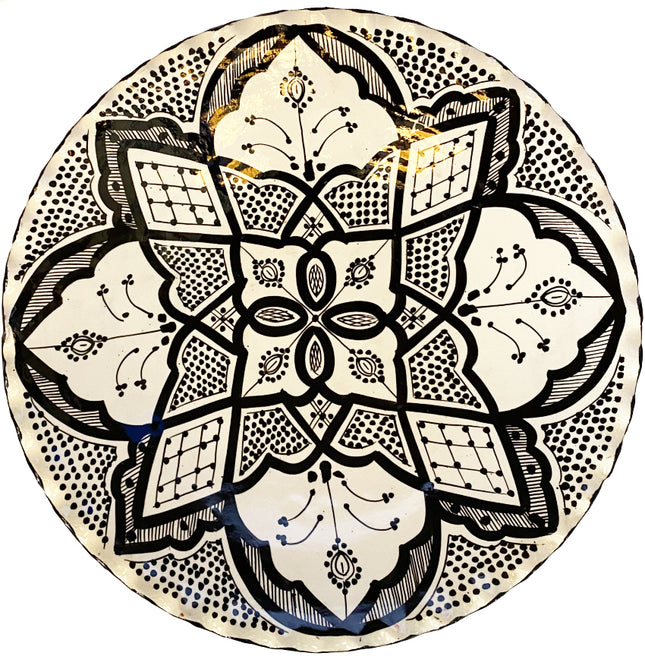 Plat en faïence bord cannelé Safi 35 cm