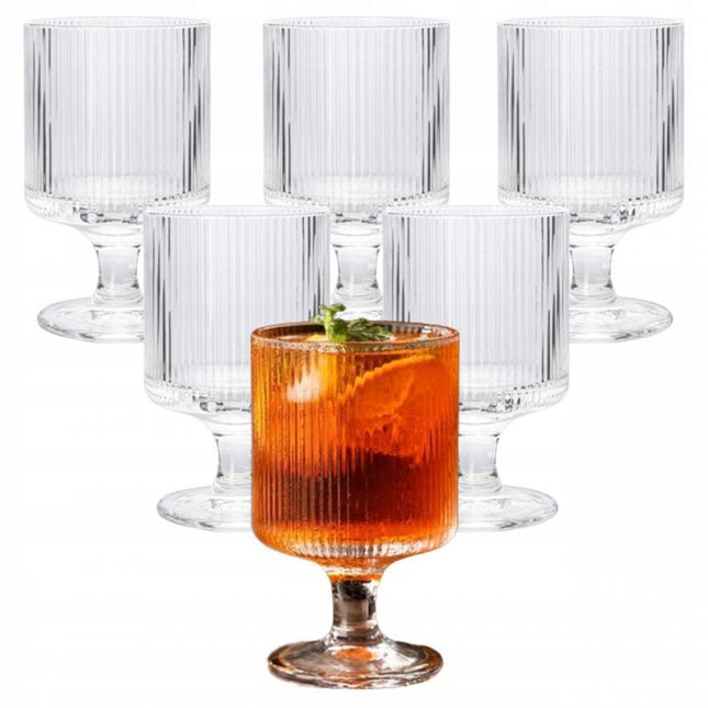 Verres cannelés sur pied - lot de 6