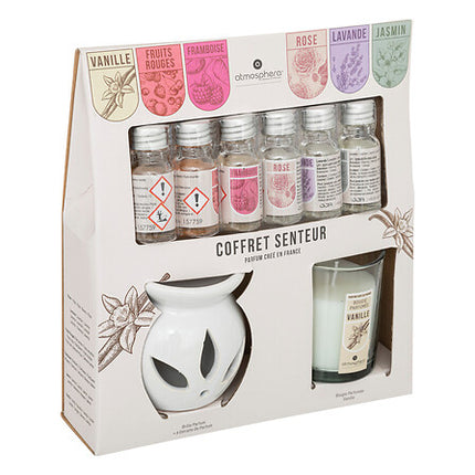 Coffret Cadeau Huile Parfumée/Set Cadeau avec Brûleur d'Huile-Brûle-Parfum-Coffret Cadeau-Bougie Parfumée Vanille