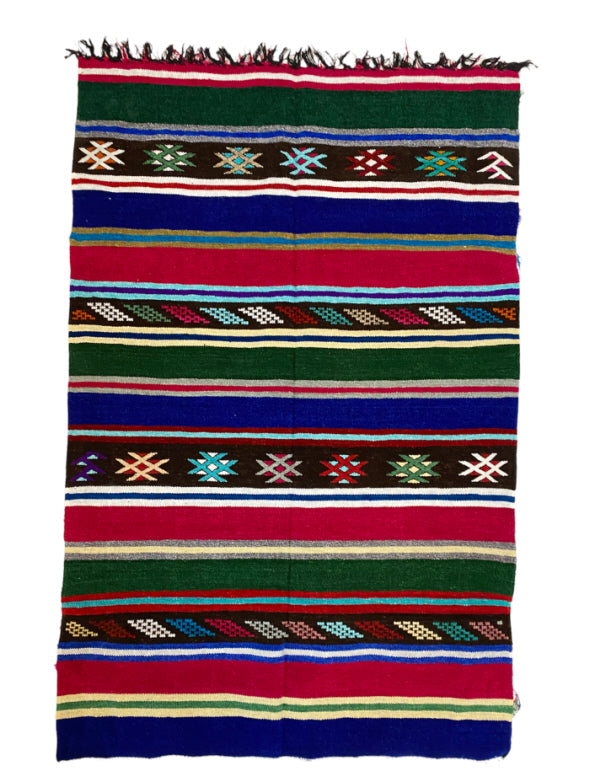 Moroccan kilim rug striped colors 100 x 150 cm