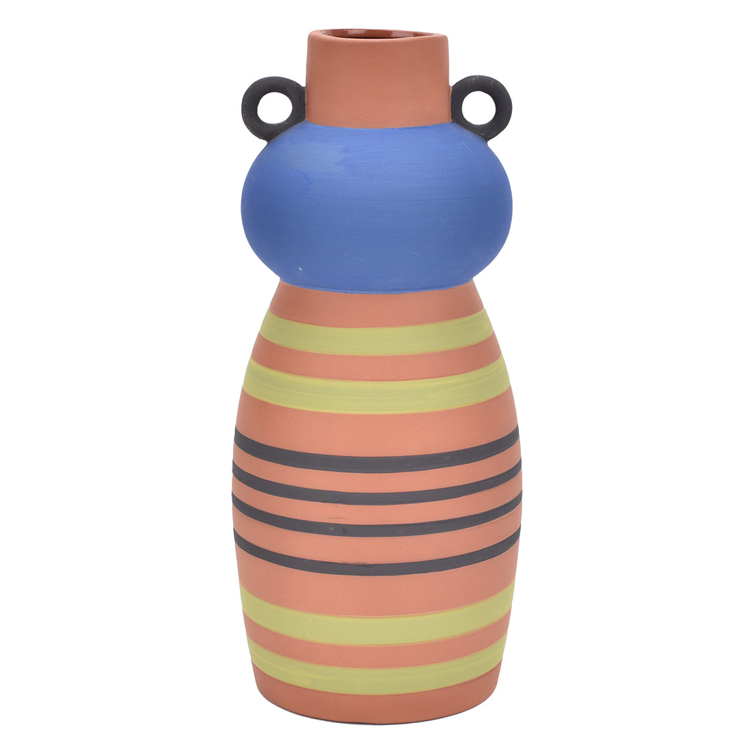 Vase en céramique de style bohème à rayures