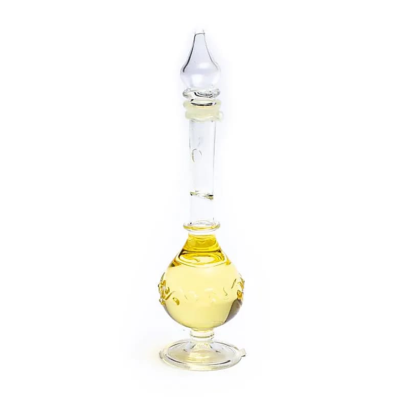 Sandelholz & Vetiver Duftöl im mundgeblasenen Fläschchen – 10 ml – Luxuriöses natürliches Aromaöl – Ayurveda-Duft