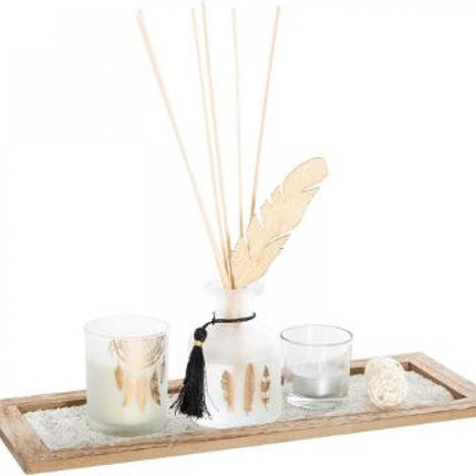 Sensation parfumée sur un joli plateau - Pack diffuseur de parfum et bougie parfumée