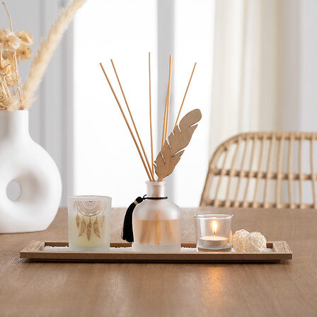 Sensation parfumée sur un joli plateau - Pack diffuseur de parfum et bougie parfumée