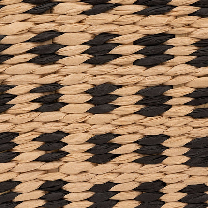 Panier de rangement tressé en jonc de mer - carré - beige/noir 31x31x31 cm