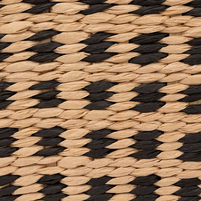 Panier de rangement tressé en jonc de mer - carré - beige/noir 31x31x31 cm