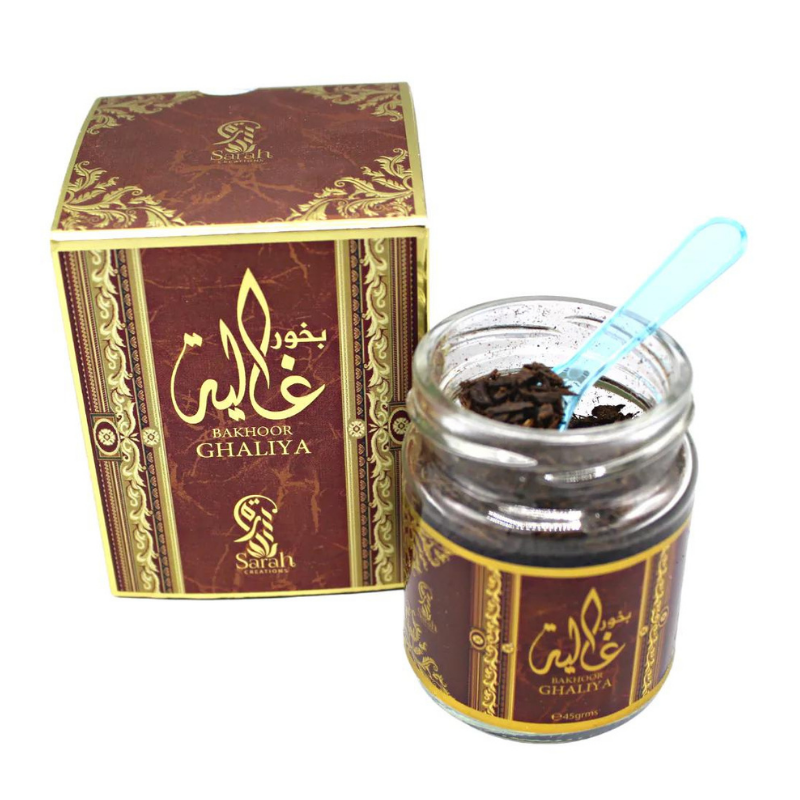 Bakhoor Ghaliya 45 gr – Arabische wierook met saffraan, kardemom en kaneel