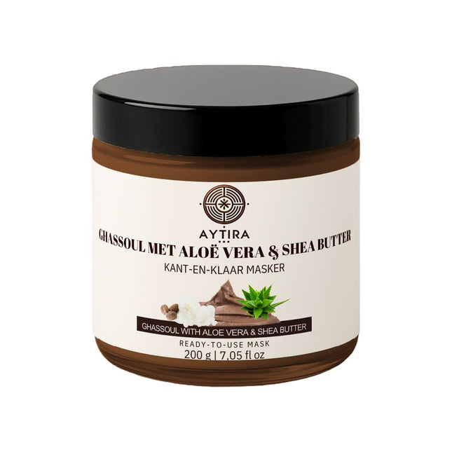 Masque de Ghassoul AYTiRA à l'Aloès Véra & au Beurre de Karité – Prêt à l'emploi (200 g)