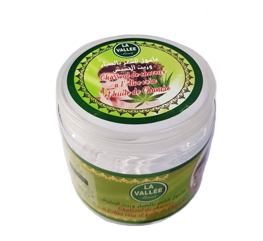 Ghassoul, aloe vera and hemp oil for hair