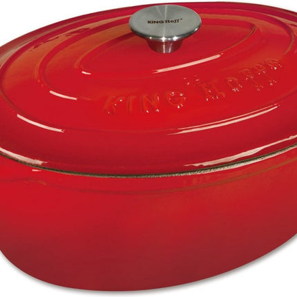 Cocotte en fonte - ovale - 30cm - 4,5L - rouge - émaillée